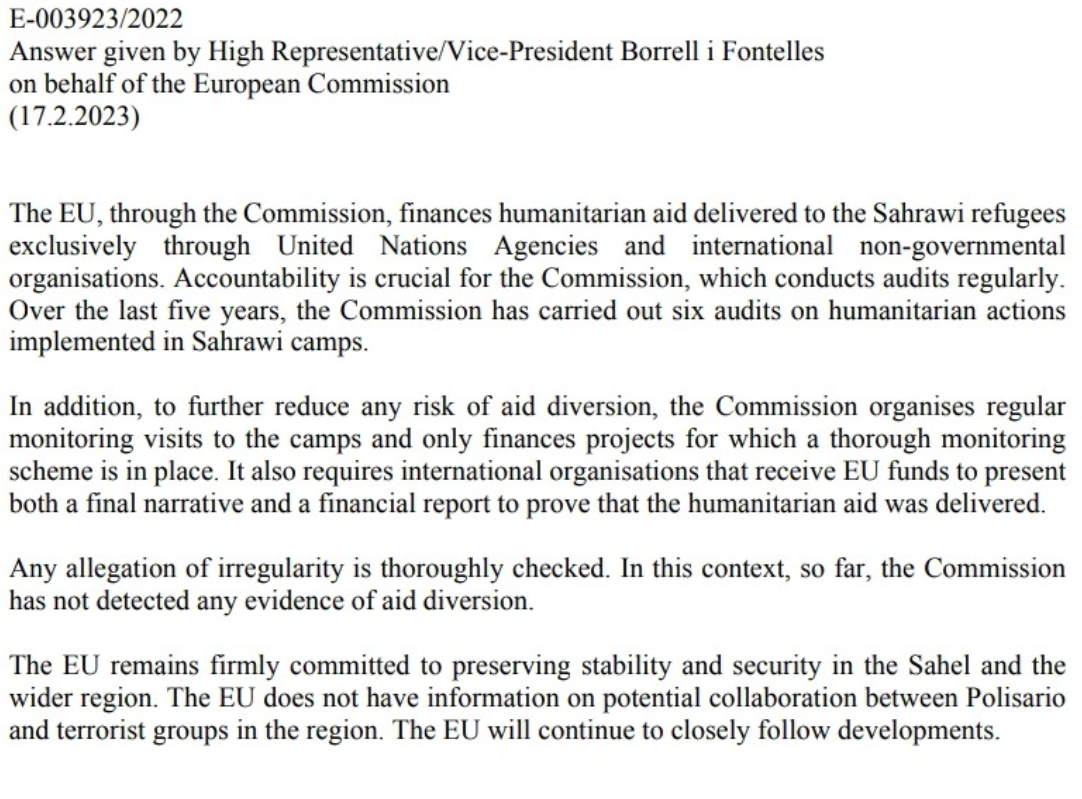 الاتحاد الأوروبي يرد على مزاعم النظام المغربي حول المساعدات وعلاقات البوليساريو (وثيقة)